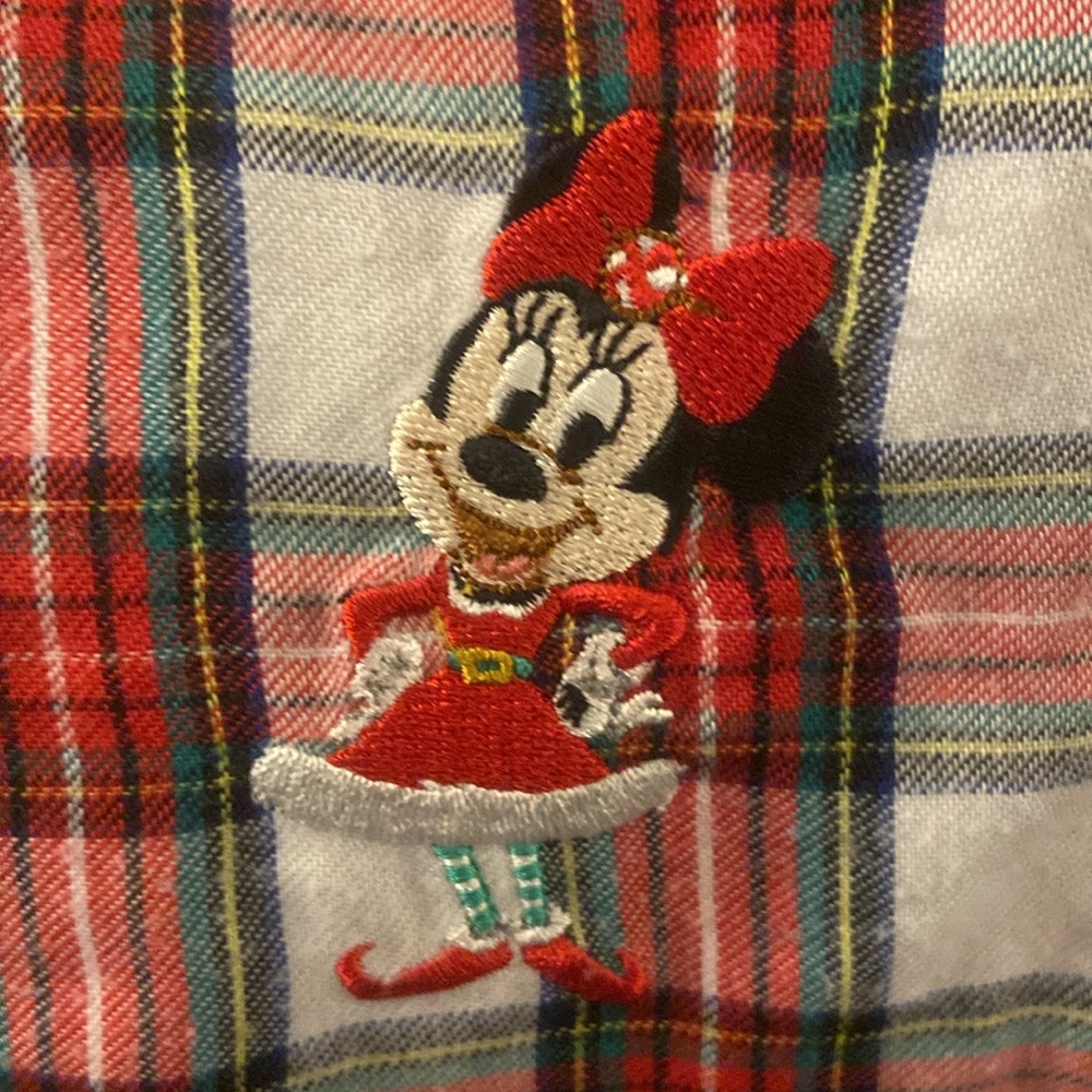 🎄 Disney store Minnie Mouse holiday plaid nightshirt size 7/8 GUC! - Picture 3 of 8
